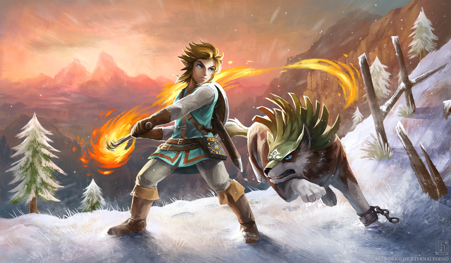 Link and Wolf Link by Janice Scott