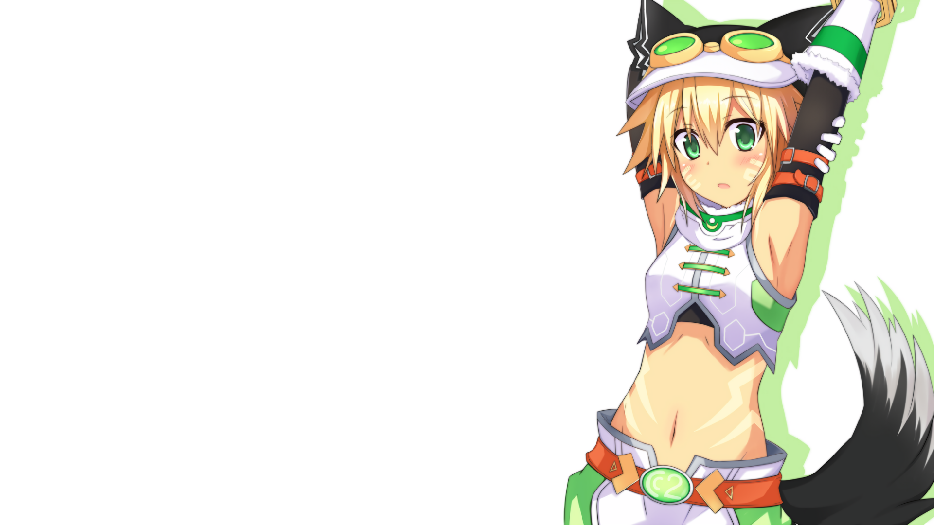 HD PC desktop wallpaper featuring a character from the CyberConnect2 video game Hyperdimension Neptunia, showcasing vibrant anime-style art on a white background.