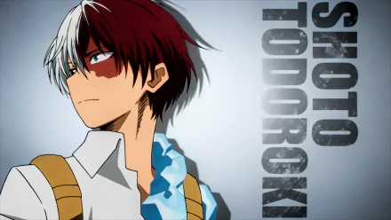 HD desktop wallpaper featuring Shoto Todoroki from My Hero Academia, with his name written on the right side.