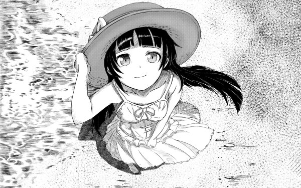 Anime Oreimo Ruri Gokō Hat Dress Black & White HD Wallpaper | Background Image
