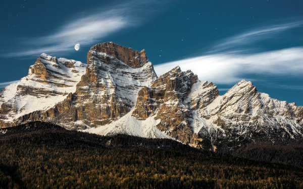 Earth Mountain Mountains Nature Cliff Forest Moon HD Wallpaper | Background Image