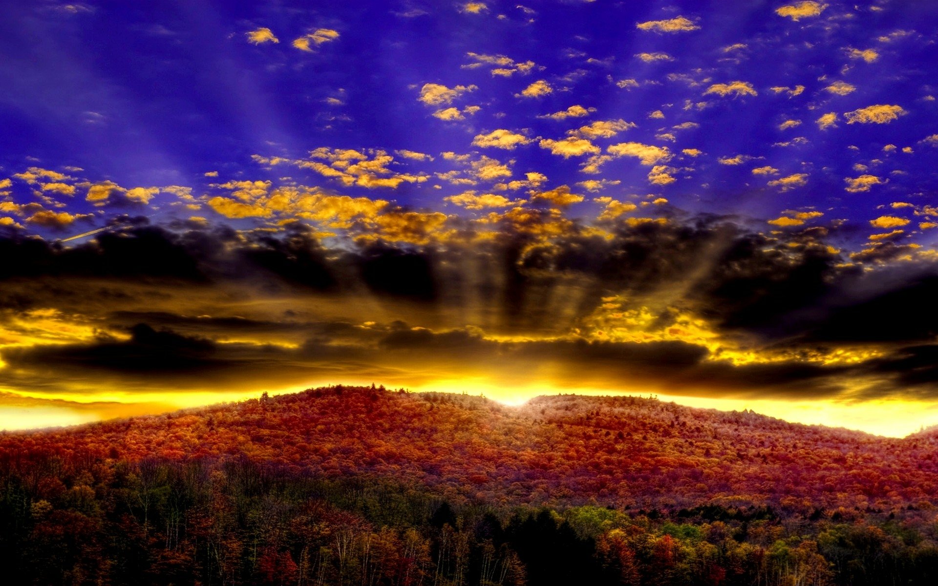 Download Forest Cloud Mountain Sunset Sunbeam Sun Nature Sunrise HD ...