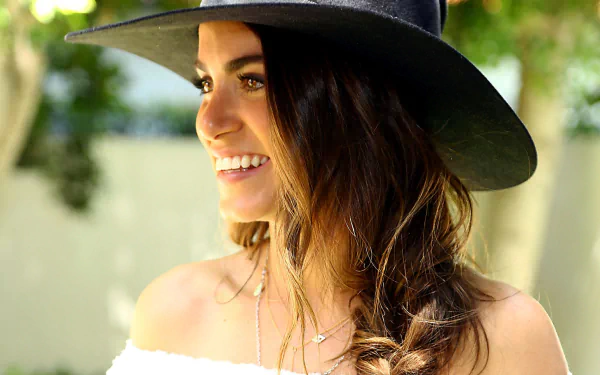 bokeh smile brown eyes brunette actress American hat Celebrity Nikki Reed HD Desktop Wallpaper | Background Image