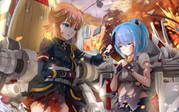 Anime Warship Girls Bismarck Prinz Eugen HD Wallpaper | Background Image