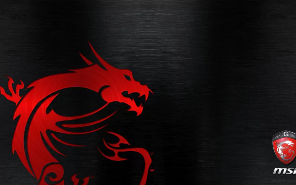 An HD desktop wallpaper featuring a striking red dragon design alongside the MSI logo, set against a sleek black background, embodying a fusion of technology and artistry.