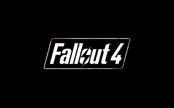 Fallout 4 logo displayed in white on a black background, designed as a 4K Ultra HD PC desktop wallpaper for the video game.