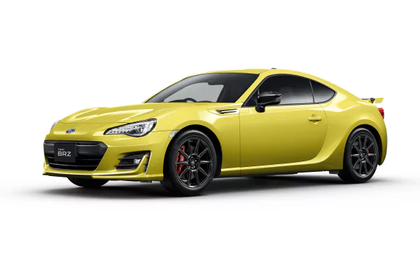 Yellow Subaru BRZ sports car shown as a sleek vehicle in high-resolution 4K Ultra HD, designed for PC desktop wallpaper and background use.