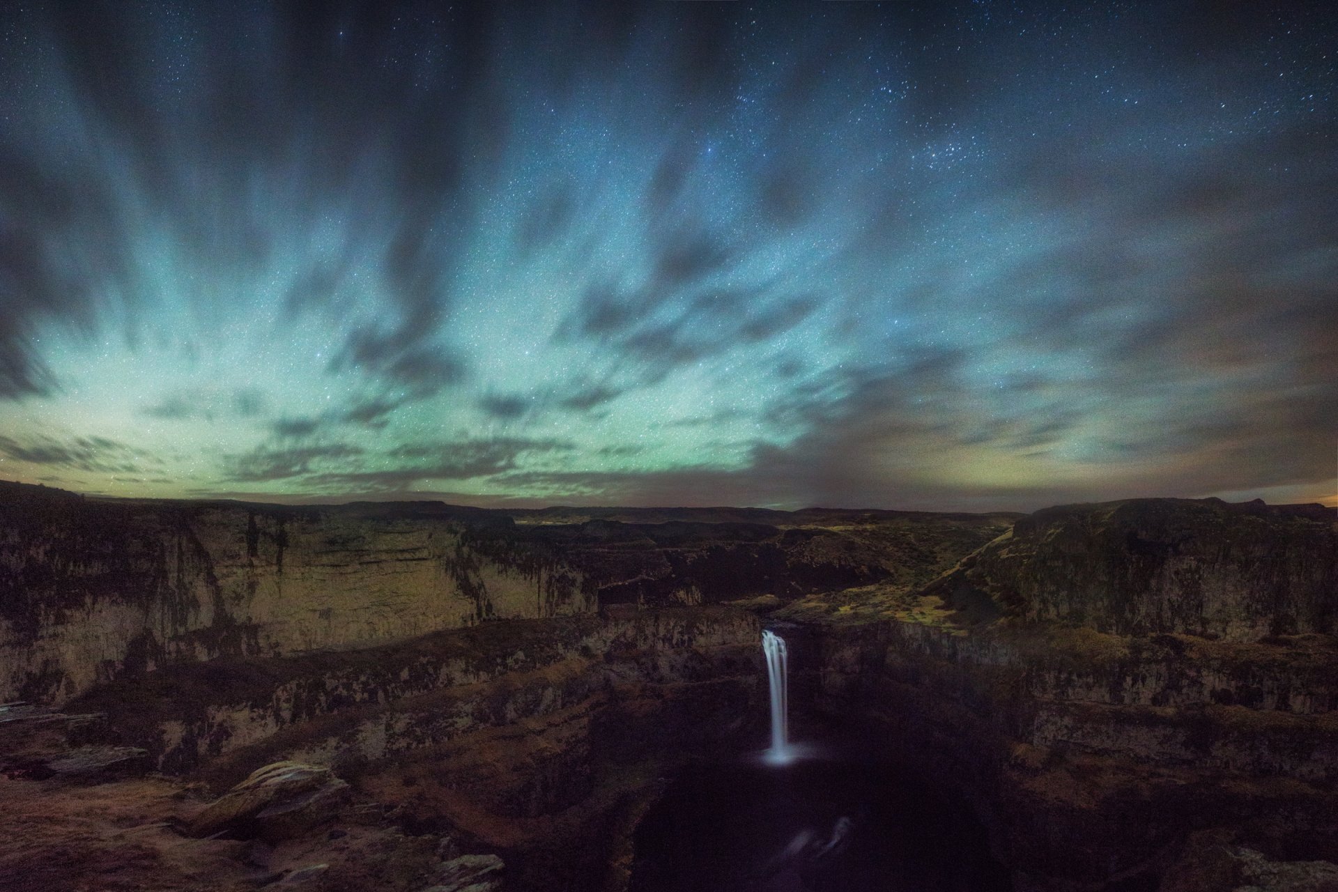 Download Star Sky Lake Cliff Nature Waterfall Palouse Falls HD Wallpaper by Michael Matti