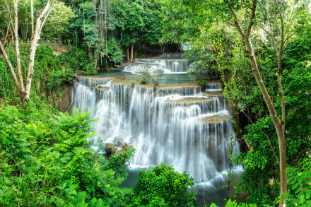 waterfall Thailand national park Erawan Waterfall nature huai mae kamin waterfall HD Desktop Wallpaper | Background Image