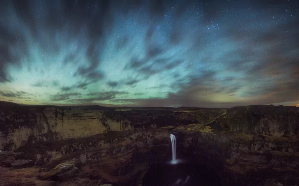 star sky lake cliff nature waterfall Palouse Falls HD Desktop Wallpaper | Background Image
