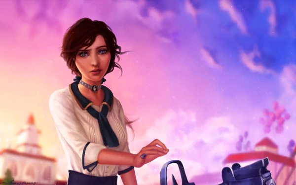 A stunning HD wallpaper featuring Elizabeth from Bioshock Infinite, set against a vibrant sky, capturing the essence of the iconic video game character.