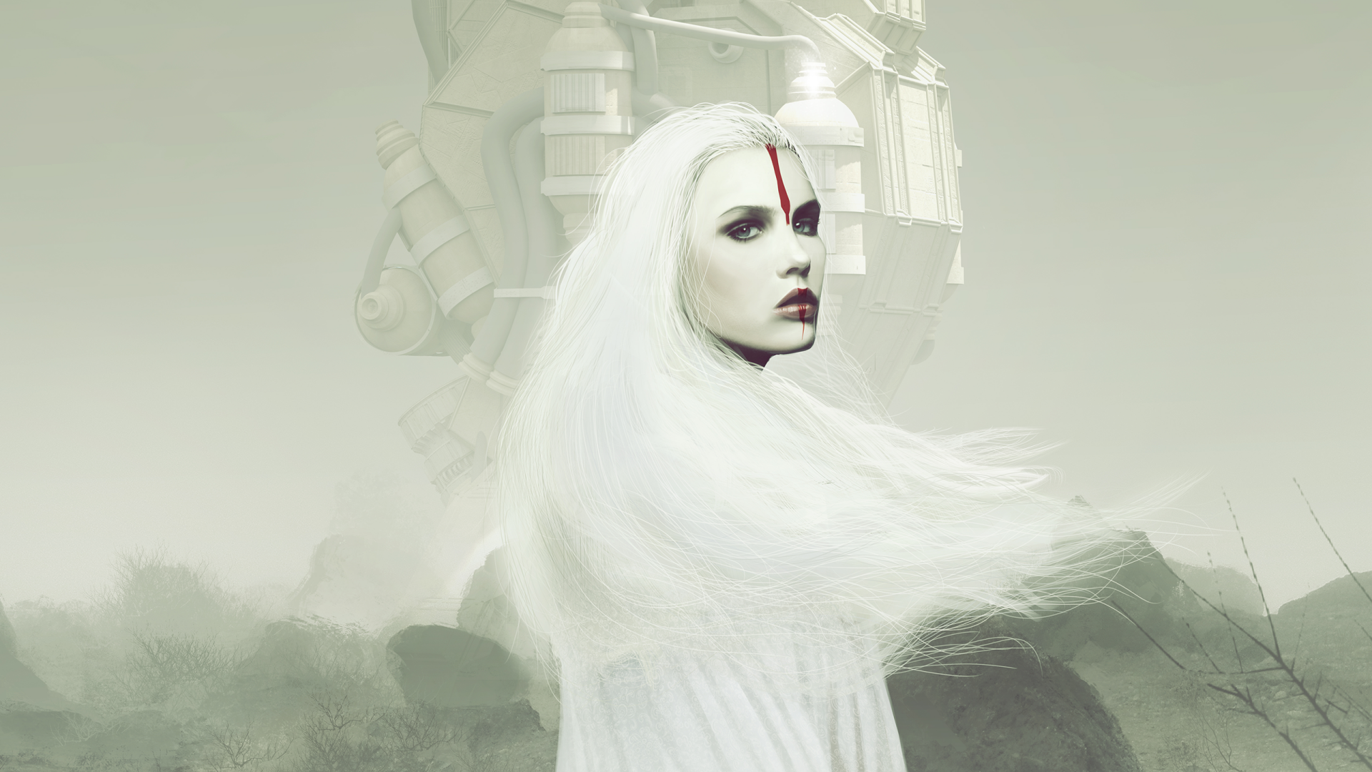 Download White Hair Sci Fi Woman HD Wallpaper by Col Price