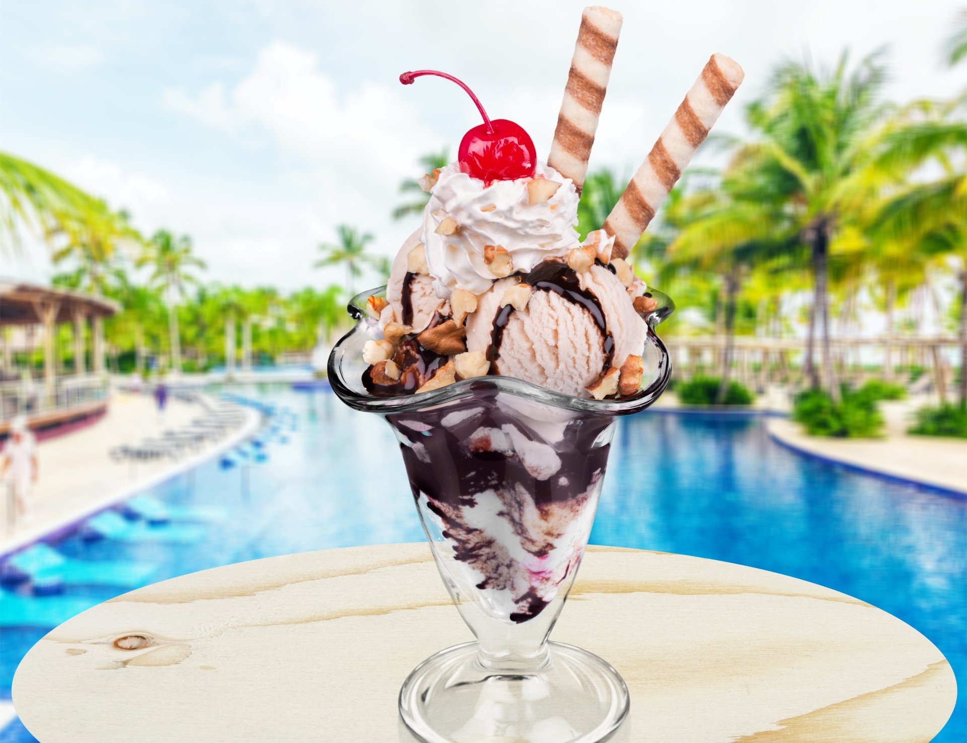 Download Dessert Sundae Pool Cream Cherry Summer Food Ice Cream 4k