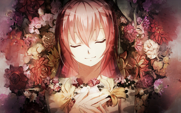 Anime Vocaloid Luka Megurine Pink Hair Smile Flower HD Wallpaper | Background Image