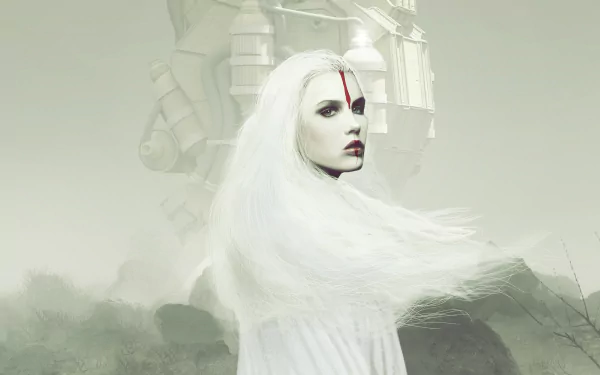 white hair Sci Fi woman HD Desktop Wallpaper | Background Image