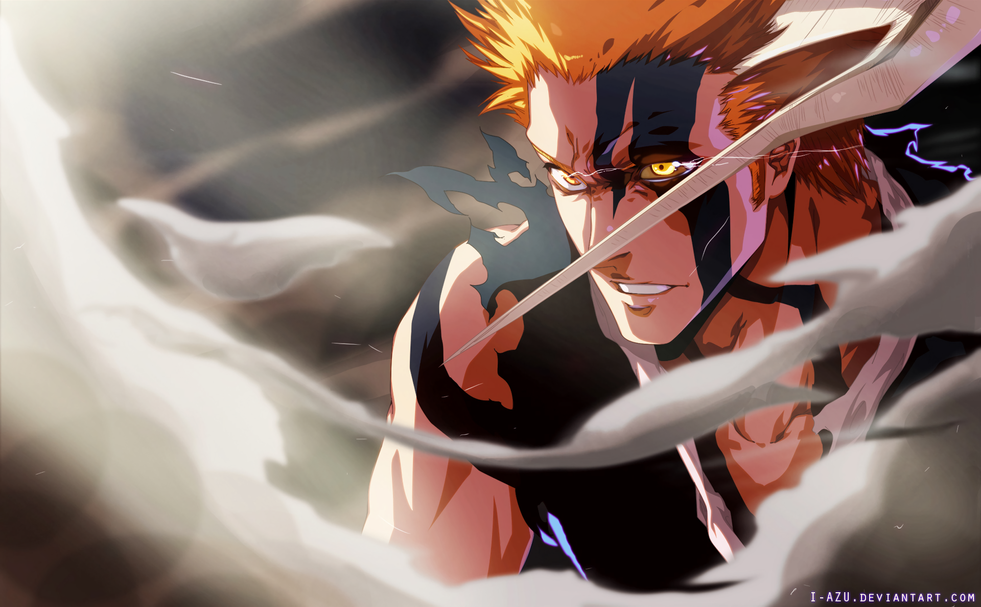 Download wallpaper anime, bleach, Ichigo Kurosaki, bankai, section shonen  in resolution 1024x768