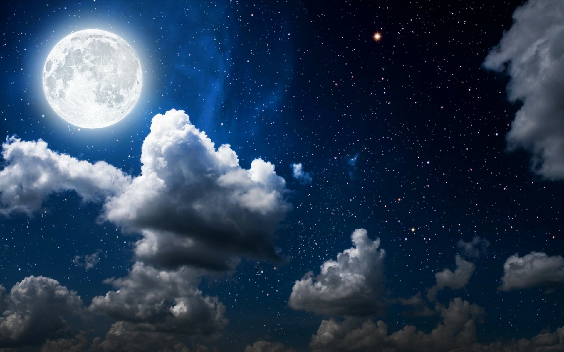 Full Moon on Starry Night HD Wallpaper | Background Image | 2560x1600