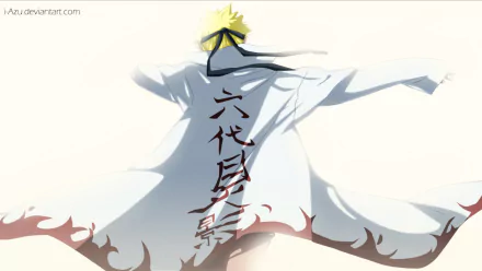 A vibrant HD desktop wallpaper featuring Naruto Uzumaki from the anime Naruto, showcasing his iconic look with flowing robes and dramatic background elements.