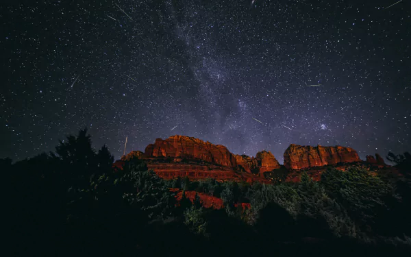 star mountain night nature meteor shower meteor HD Desktop Wallpaper | Background Image