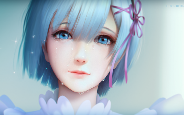 Anime Re:ZERO -Starting Life in Another World- Rem Gesicht Blue Eyes Tears Blue Hair Short Hair HD Wallpaper | Hintergrund
