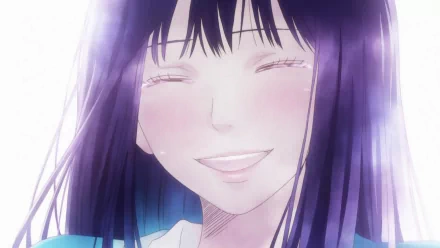 A vibrant HD wallpaper featuring Sawako Kuronuma from the anime Kimi Ni Todoke, capturing her joyful smile and warm personality against a dreamy background.