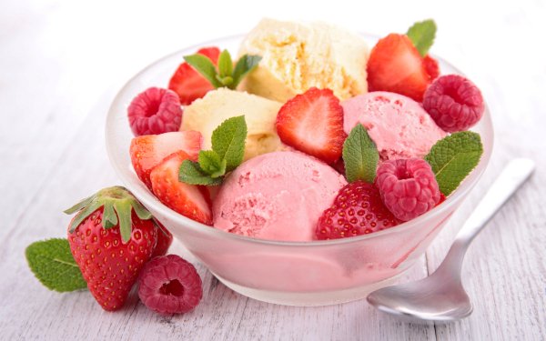 Food Ice Cream Fruit Berry Strawberry Raspberry HD Wallpaper | Background Image