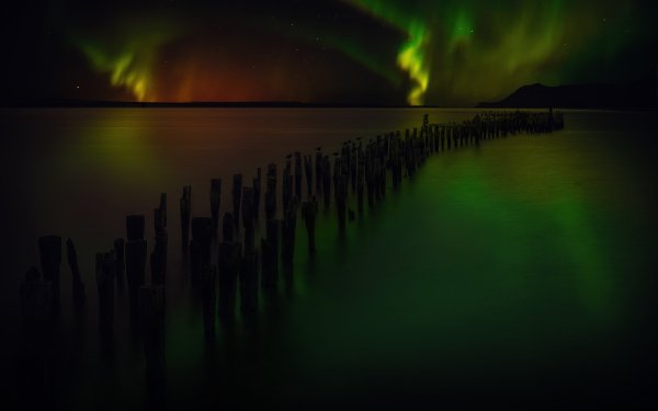 Nature Aurora Borealis Night Light Horizon Sky Green HD Wallpaper | Background Image