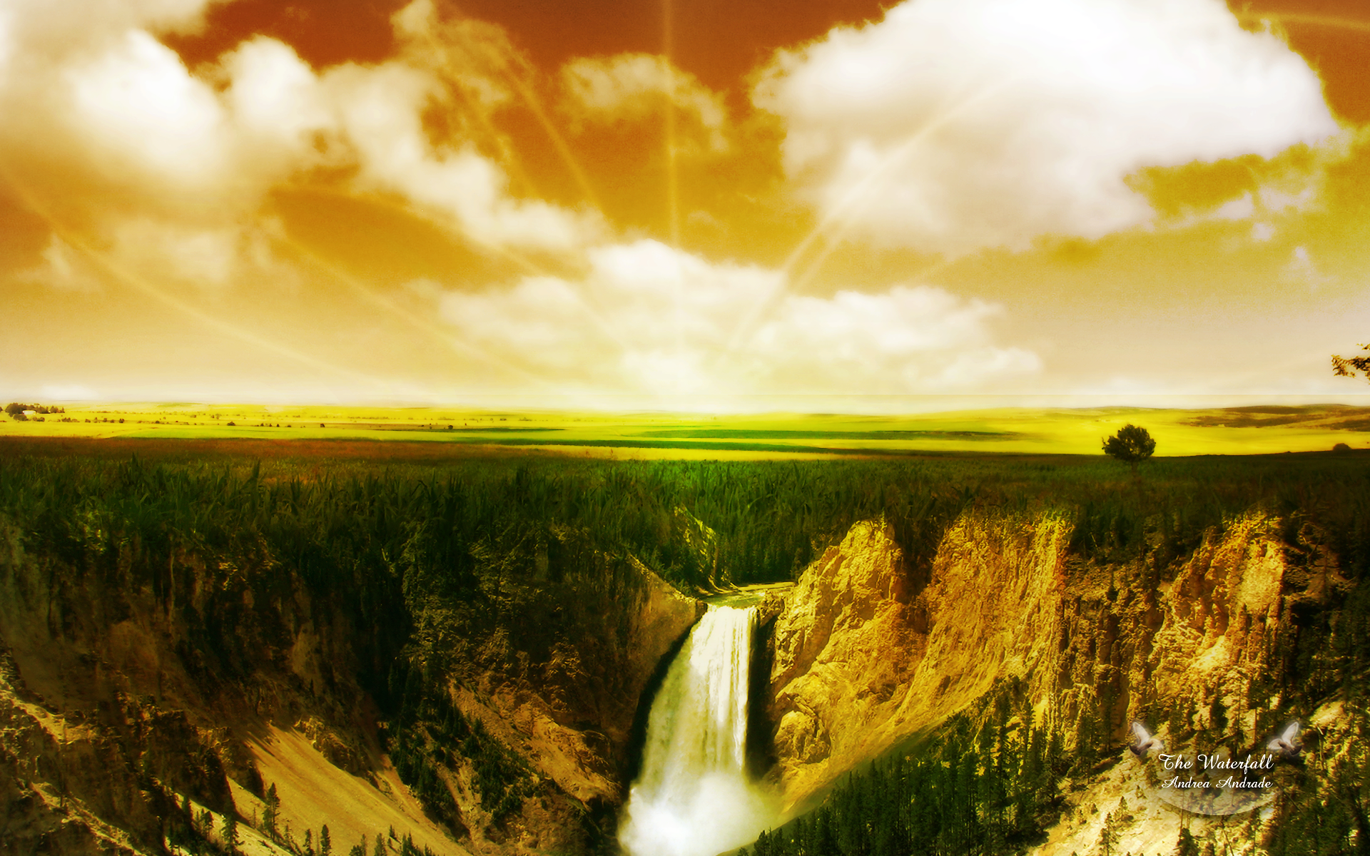 Download Landscape Manipulation Nature Waterfall HD Wallpaper by Andrea Andrade