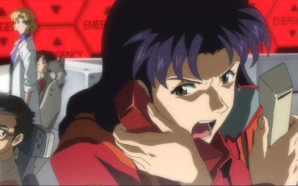 HD PC desktop wallpaper featuring Misato Katsuragi, Makoto Hyûga, Ritsuko Akagi, and Maya Ibuki from the anime Evangelion: 1.0 You Are (Not) Alone.