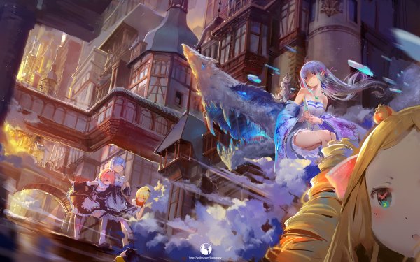 Anime Re:ZERO -Starting Life in Another World- Emilia Pack Beatrice Rem Ram Felt Fondo de pantalla HD | Fondo de Escritorio