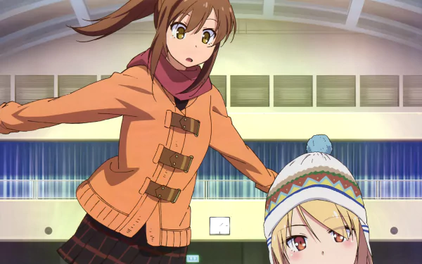 HD wallpaper featuring Nanami Aoyama and Mashiro Shiina from the anime Sakurasou no Pet na Kanojo, showcasing a dynamic moment in a vibrant setting.
