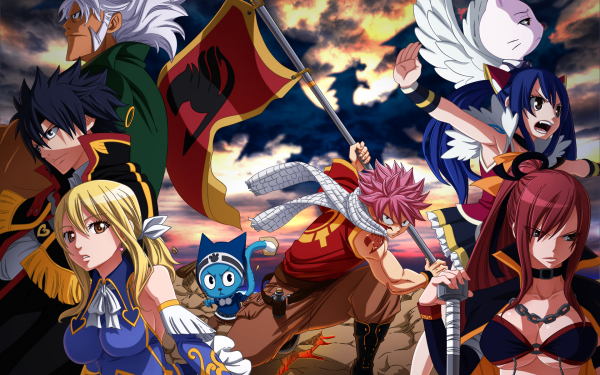 Anime Fairy Tail Lucy Heartfilia Natsu Dragneel Wendy Marvell Charles Elfman Strauss Erza Scarlet Gray Fullbuster Happy HD Wallpaper | Background Image
