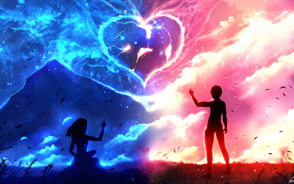 Anime Couple Amour Coeur Fond d'écran HD | Image