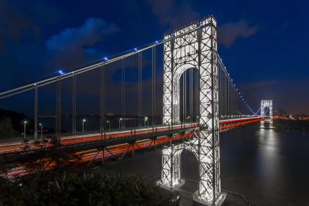 New York light time lapse bridge night man made George Washington Bridge HD Desktop Wallpaper | Background Image