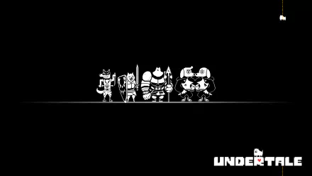 A graphic featuring characters from *Undertale*: Annoying Dog, Dogaressa, Dogamy, Greater Dog, Lesser Dog, and Doggo, set against a simple black background with the game's logo.