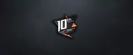 HD PC desktop wallpaper featuring the Republic of Gamers 10th anniversary logo by Asus, highlighting technology and the Asus ROG brand.