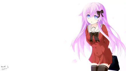 HD PC desktop wallpaper featuring Nepgear from the video game Hyperdimension Neptunia, showcasing her with long pink hair and a red outfit against a white background.