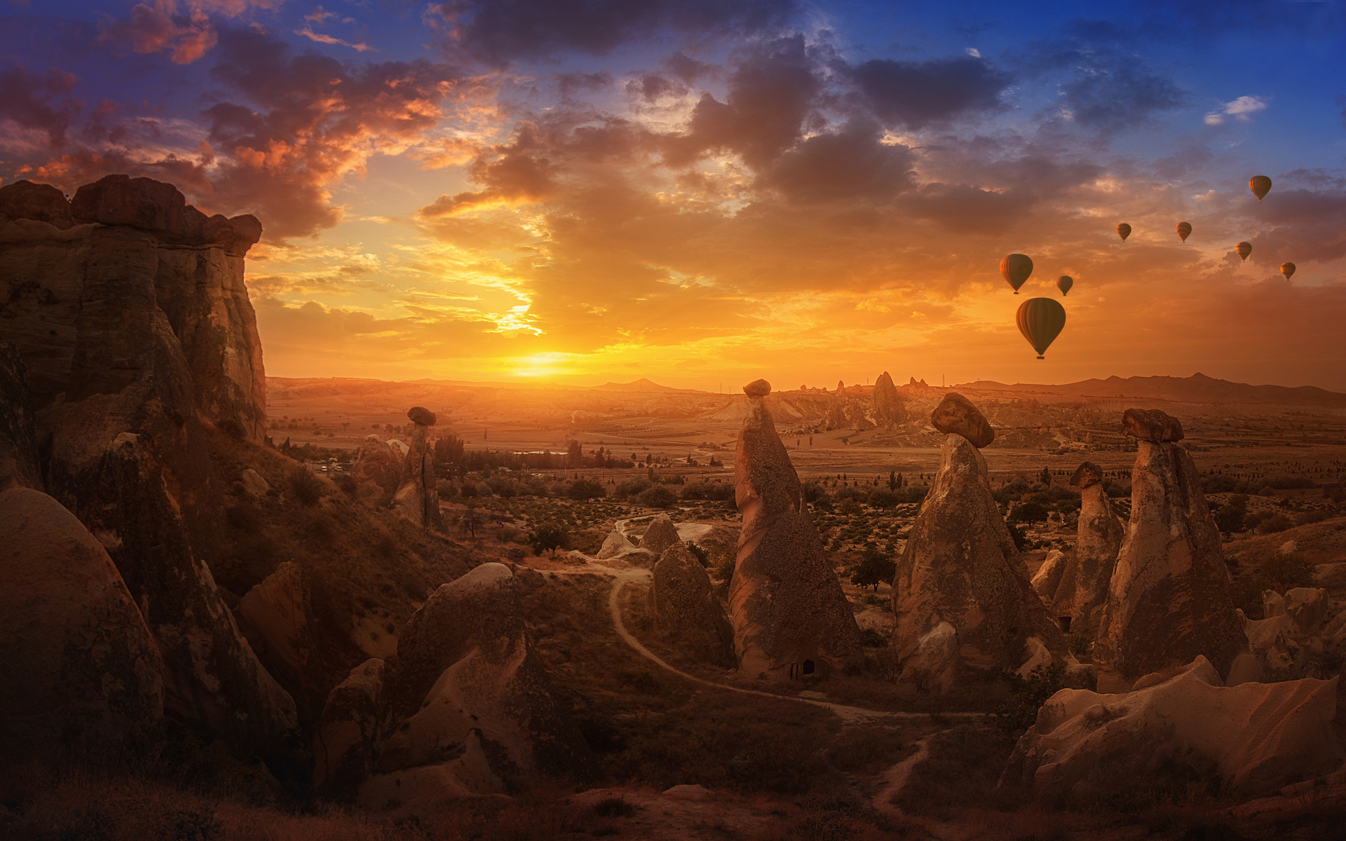 Hot Air Ballons over Cappadocia HD Wallpaper | Background ...