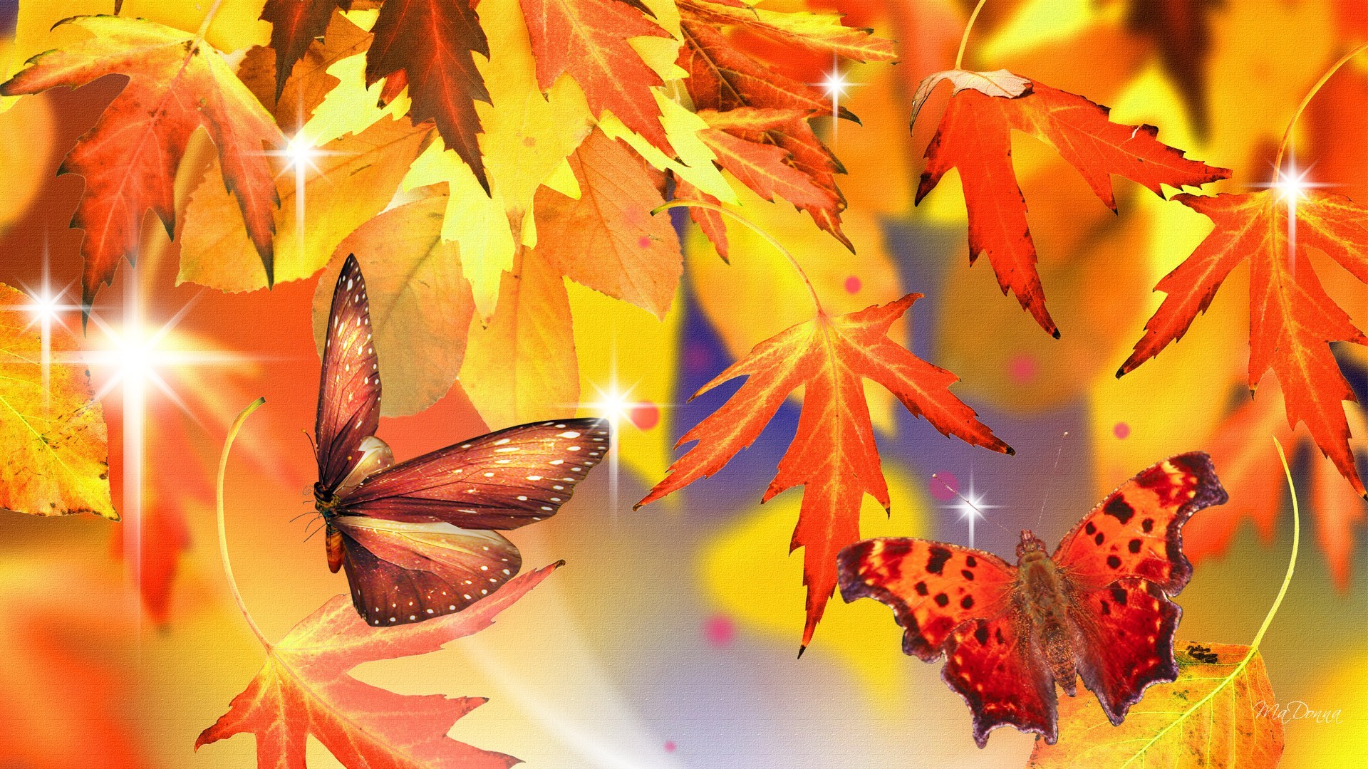 Autumn Leaves and Butterflies by MaDonna