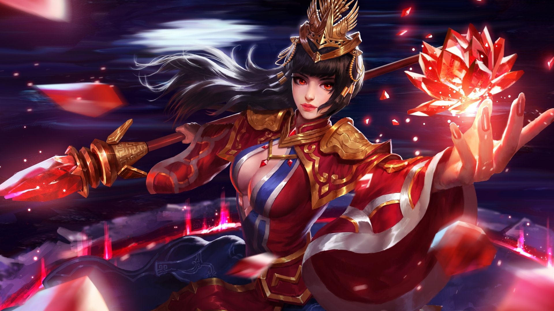 Download Black Hair Wizard Staff Red Eyes Magic Video Game Heroes Of Newerth 4k Ultra Hd Wallpaper