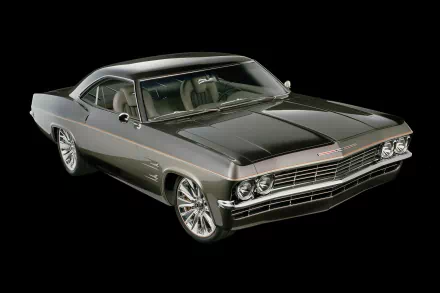 A sleek 1965 Chevy Impala SS hot rod muscle car in dark gray, captured as a high-definition PC desktop wallpaper and background.