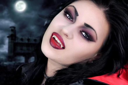 fangs moon night fantasy vampire HD Desktop Wallpaper | Background Image