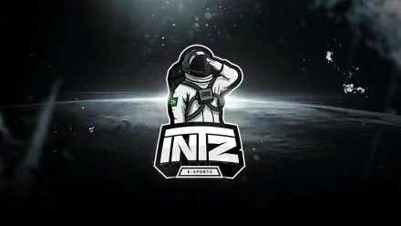 HD PC desktop wallpaper featuring the INZ esports logo with an astronaut, set against a cosmic background, representing the League of Legends esports team Intz.