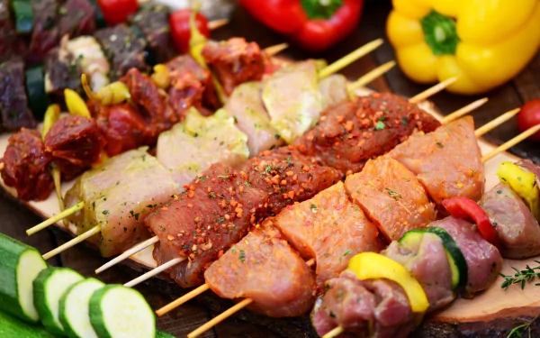 cucumber pepper meat food barbecue HD Desktop Wallpaper | Background Image