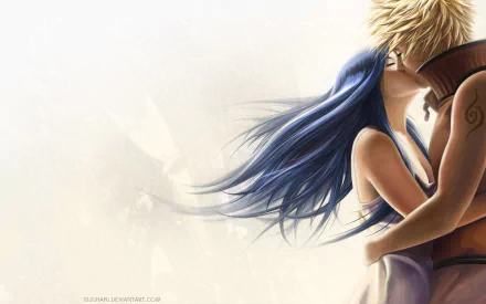 Hinata Hyuga and Naruto Uzumaki share a romantic kiss in this HD anime wallpaper, capturing the essence of their bond from the Naruto series.