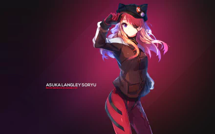 Asuka Langley Sohryu from Evangelion: 3.0 You Can (Not) Redo in a dynamic pose, featured in a vibrant HD desktop wallpaper and background.