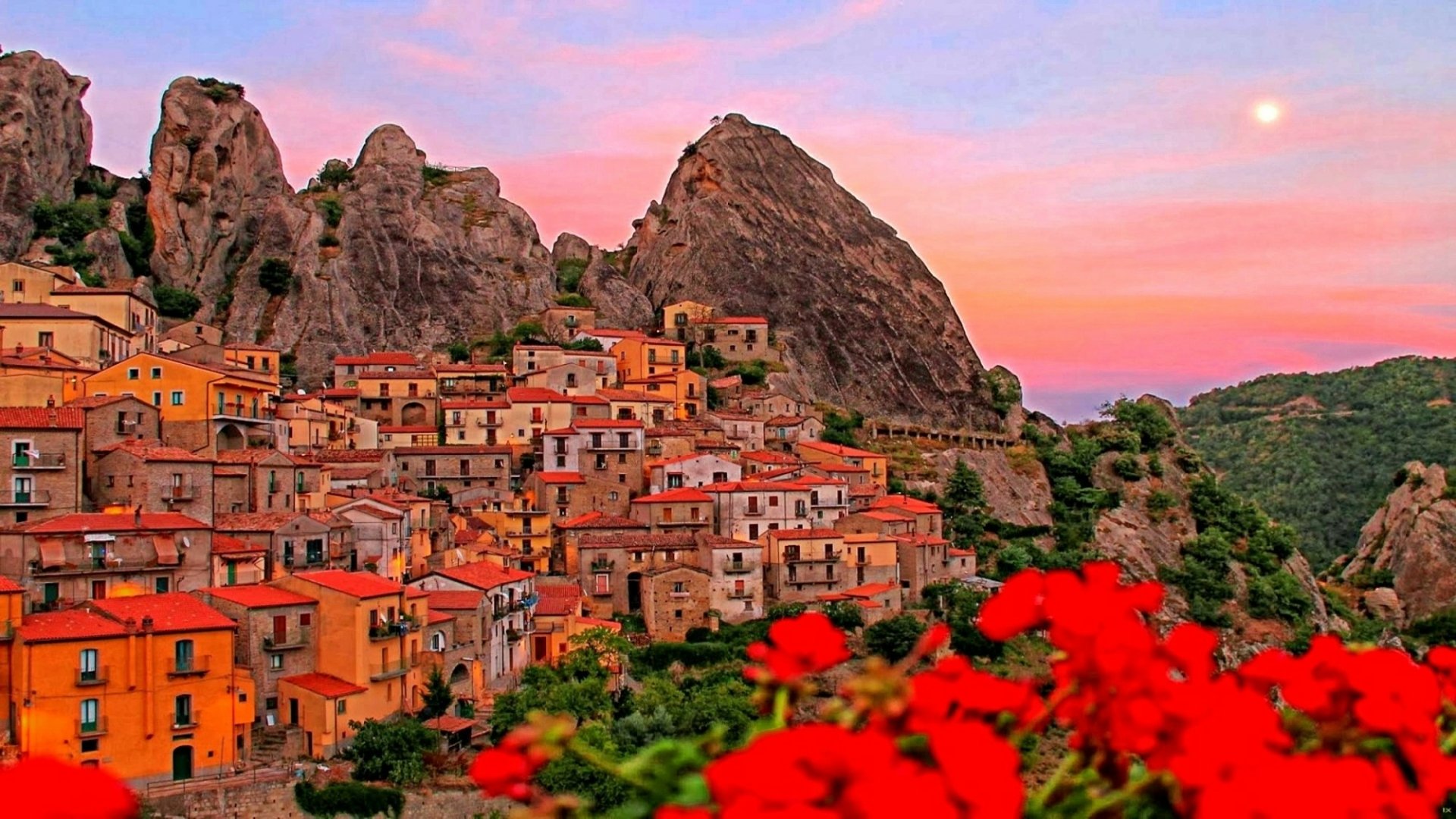 Download Mountain House Italy Castelmezzano Man Made Town HD Wallpaper