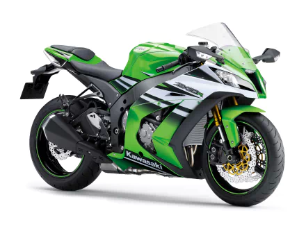 4K Ultra HD PC desktop wallpaper of a green Kawasaki Ninja ZX-10R sport motorcycle, a Kawasaki vehicle shown in profile.