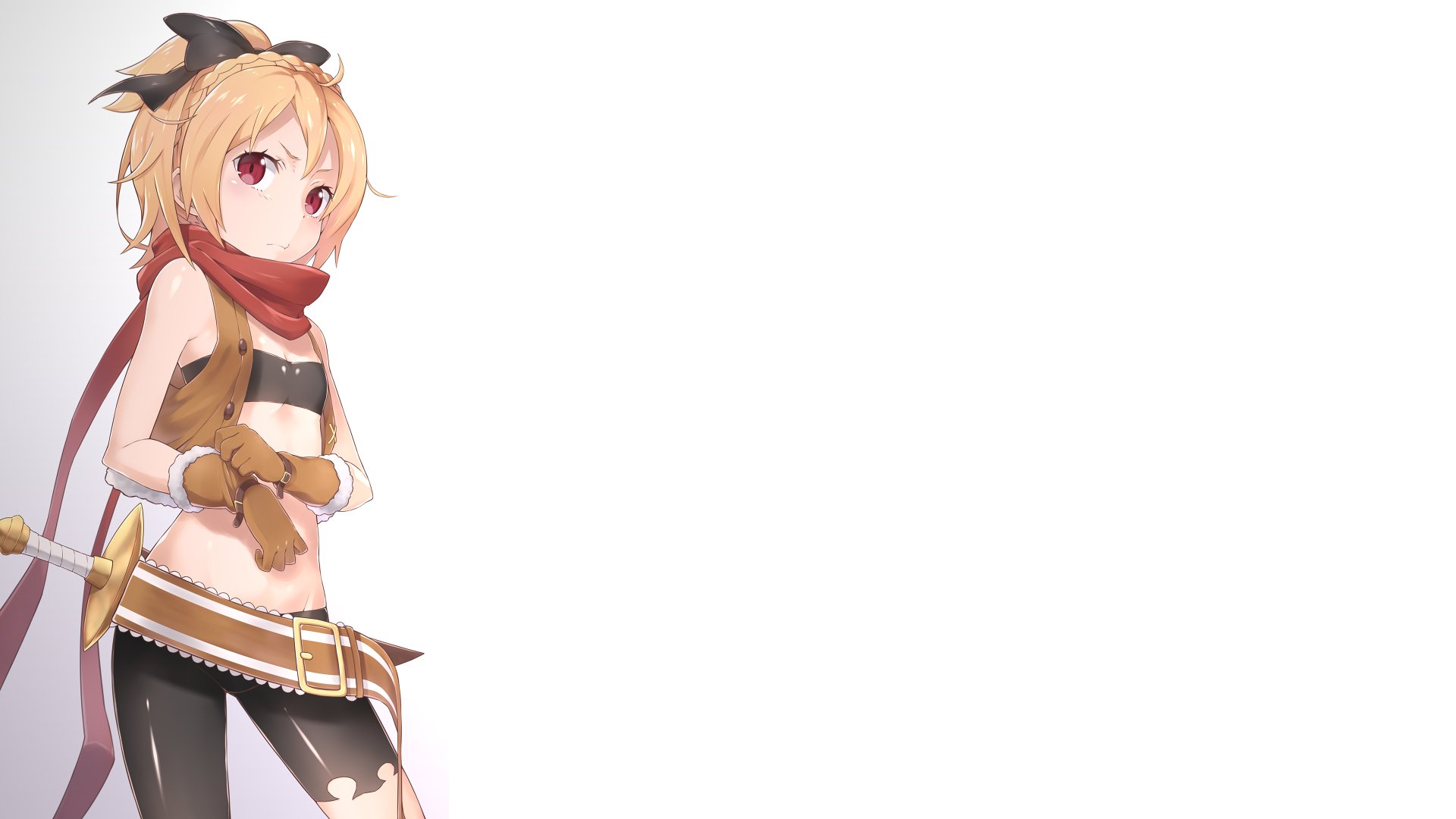 Felt from Re:ZERO anime, depicted in 4K Ultra HD as a PC desktop wallpaper, featuring her distinctive outfit and confident pose against a clean white background.