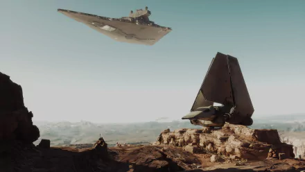 4K Ultra HD PC desktop wallpaper featuring a Star Destroyer and a TIE fighter in a Star Wars Battlefront (2015) video game scene.